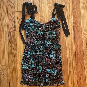 Black floral mini dress